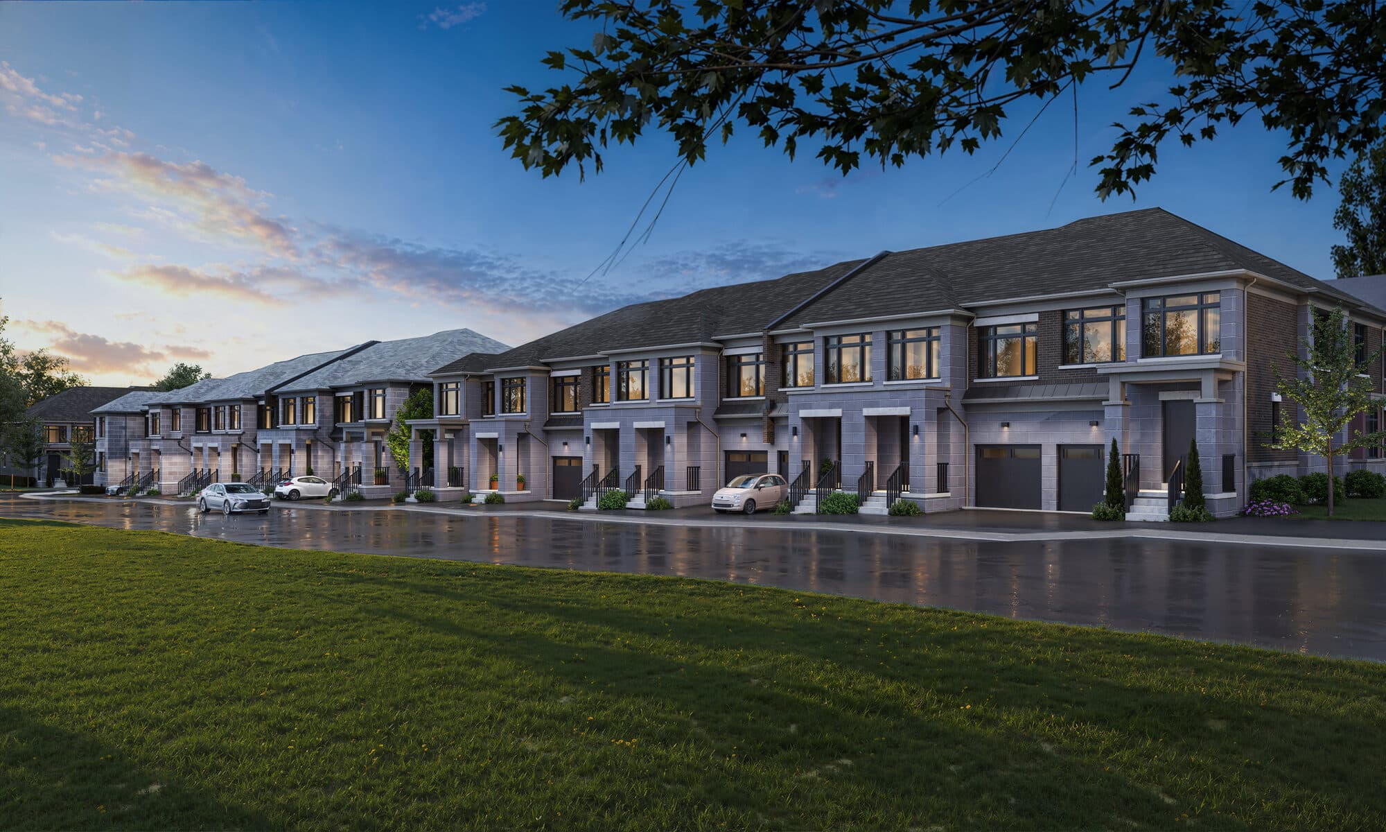 Kingshaven streetscape — freehold towns in Upper Markham